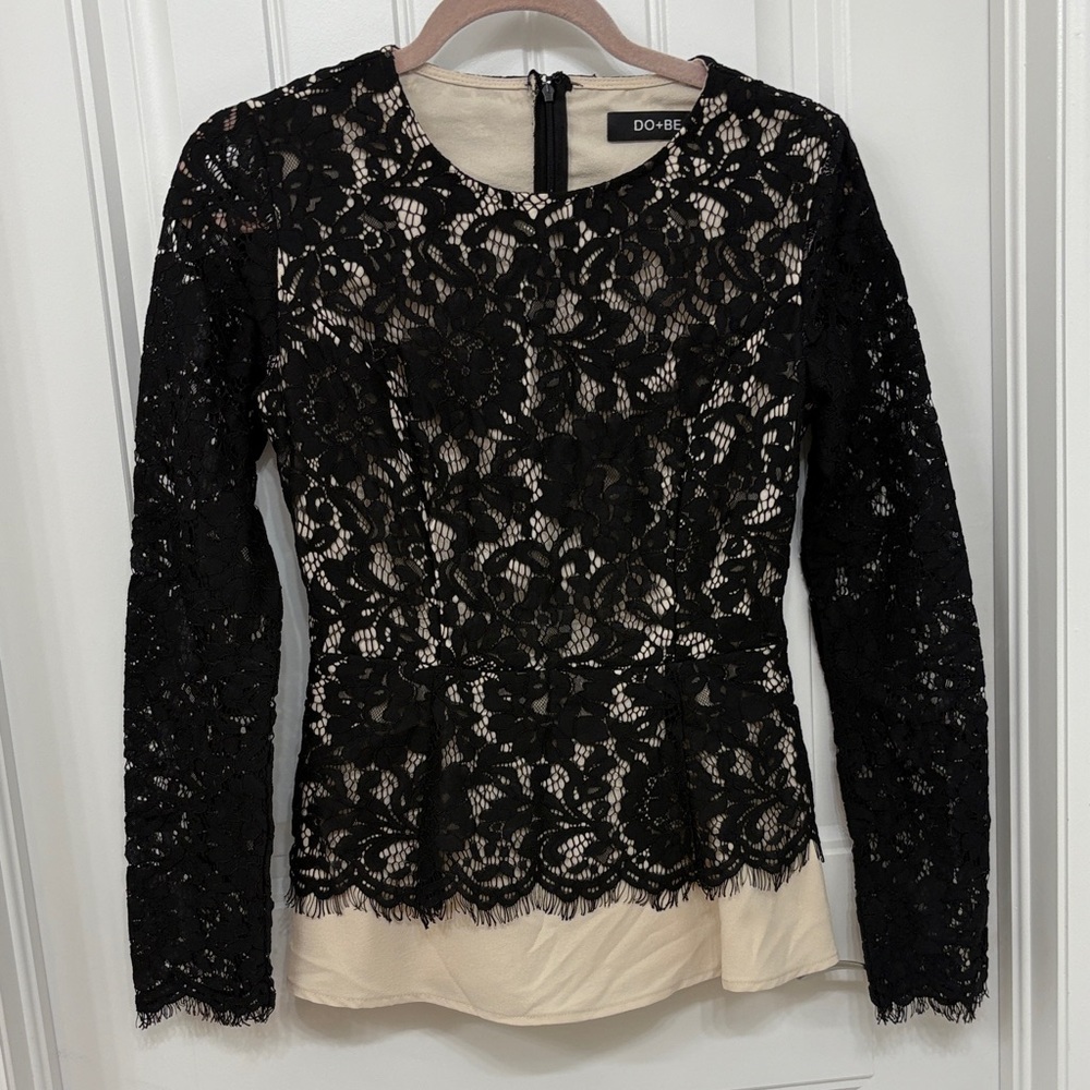 DO+BE Black Lace Overlay Blouse